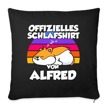 Offizielles Schlafshirt Von Alfred - Sofakissenbezug 45 x 45 cm - Schwarz - Vorne