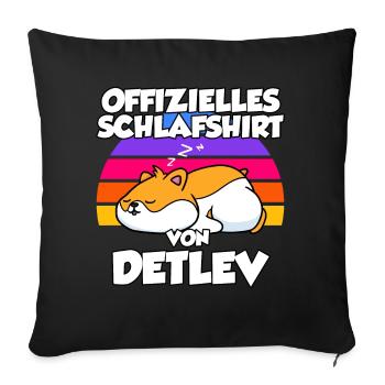Offizielles Schlafshirt Von Detlev - Sofakissenbezug 45 x 45 cm - Schwarz - Vorne