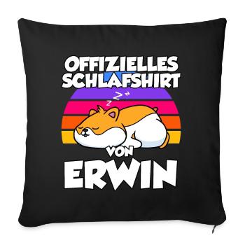 Offizielles Schlafshirt Von Erwin - Sofakissenbezug 45 x 45 cm - Schwarz - Vorne
