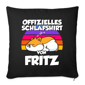 Offizielles Schlafshirt Von Fritz - Sofakissenbezug 45 x 45 cm - Schwarz - Vorne