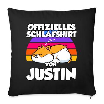 Offizielles Schlafshirt Von Justin - Sofakissenbezug 45 x 45 cm - Schwarz - Vorne
