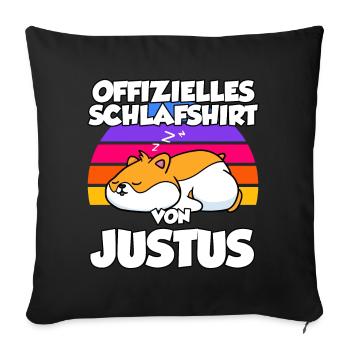 Offizielles Schlafshirt Von Justus - Sofakissenbezug 45 x 45 cm - Schwarz - Vorne