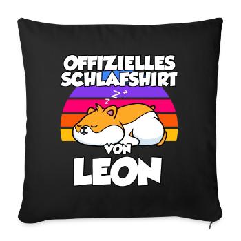 Offizielles Schlafshirt Von Leon - Sofakissenbezug 45 x 45 cm - Schwarz - Vorne