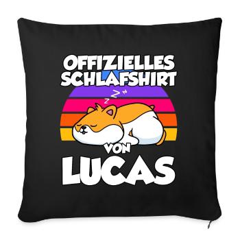 Offizielles Schlafshirt Von Lucas - Sofakissenbezug 45 x 45 cm - Schwarz - Vorne