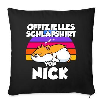 Offizielles Schlafshirt Von Nick - Sofakissenbezug 45 x 45 cm - Schwarz - Vorne