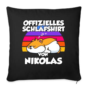 Offizielles Schlafshirt Von Nikolas - Sofakissenbezug 45 x 45 cm - Schwarz - Vorne