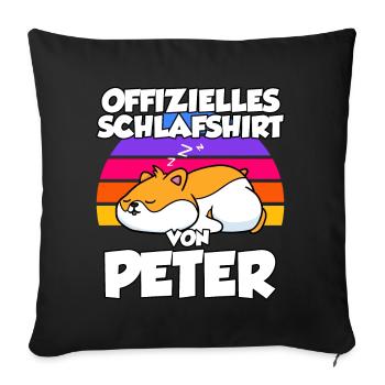 Offizielles Schlafshirt Von Peter - Sofakissenbezug 45 x 45 cm - Schwarz - Vorne
