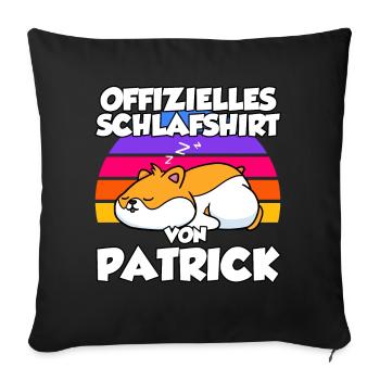 Offizielles Schlafshirt Von Patrick - Sofakissenbezug 45 x 45 cm - Schwarz - Vorne
