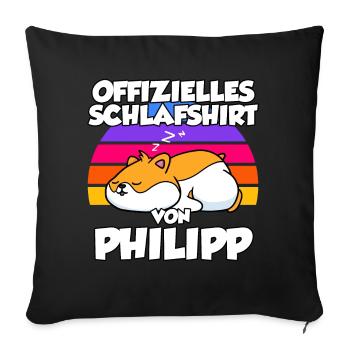 Offizielles Schlafshirt Von Philipp - Sofakissenbezug 45 x 45 cm - Schwarz - Vorne