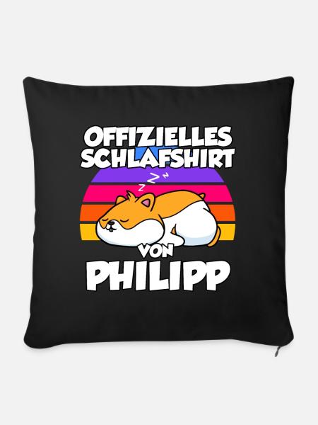 Offizielles Schlafshirt Von Philipp - Sofakissenbezug 45 x 45 cm - Schwarz