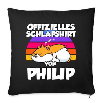 Offizielles Schlafshirt Von Philip - Sofakissenbezug 45 x 45 cm - Schwarz - Vorne