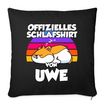 Offizielles Schlafshirt Von Uwe - Sofakissenbezug 45 x 45 cm - Schwarz - Vorne