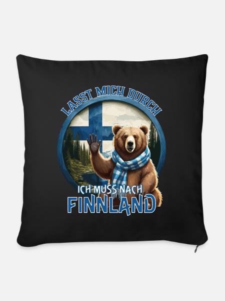 Finnland - Lasst mich Durch - Sofakissenbezug 45 x 45 cm - Schwarz