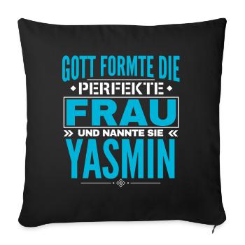 Conception du nom Yasmin - Housse de coussin décorative 45 x 45 cm - noir - Devant