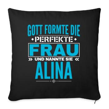 Alina Name Design - Housse de coussin décorative 45 x 45 cm - noir - Devant