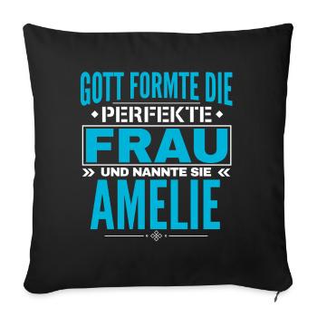 Amelie Name Design - Sofa pillowcase 17,3'' x 17,3'' (45 x 45 cm) - black - Front