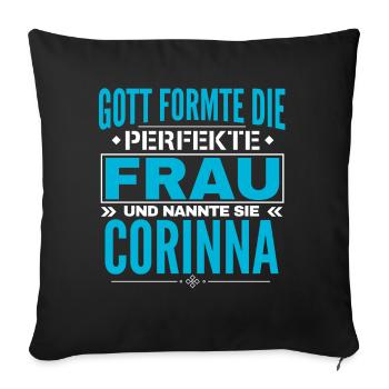 Conception du nom Corinna - Housse de coussin décorative 45 x 45 cm - noir - Devant