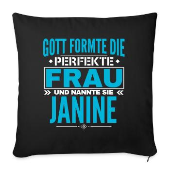 Janine Name Design - Sofa pillowcase 17,3'' x 17,3'' (45 x 45 cm) - black - Front