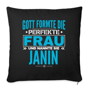 Janin Name Design - Sofa pillowcase 17,3'' x 17,3'' (45 x 45 cm) - black - Front