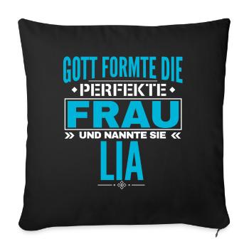 Conception du nom Lia - Housse de coussin décorative 45 x 45 cm - noir - Devant