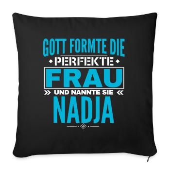 Conception du nom Nadja - Housse de coussin décorative 45 x 45 cm - noir - Devant