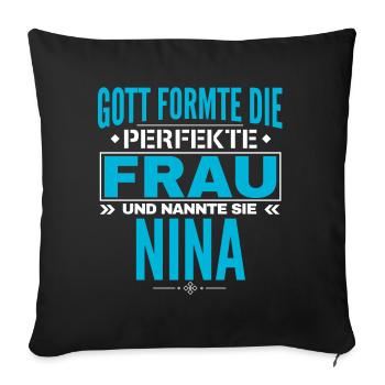 Conception du nom de Nina - Housse de coussin décorative 45 x 45 cm - noir - Devant