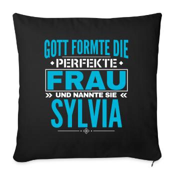 Sylvia Design de nom - Housse de coussin décorative 45 x 45 cm - noir - Devant
