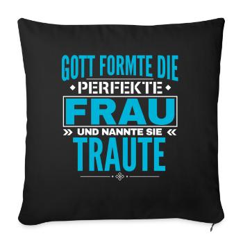 Conception du nom Traute - Housse de coussin décorative 45 x 45 cm - noir - Devant