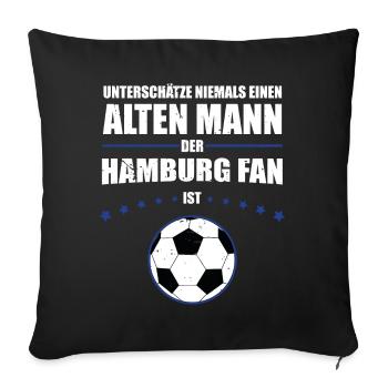 Alter Mann - Hamburg Fan | Retro Vintage Design - Sofakissenbezug 45 x 45 cm - Schwarz - Vorne