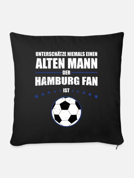 Alter Mann - Hamburg Fan | Retro Vintage Design - Sofakissenbezug 45 x 45 cm - Schwarz
