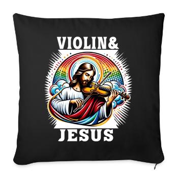 Conception musicale pour violon et Jésus Christ - Housse de coussin décorative 45 x 45 cm - noir - Devant