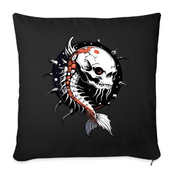 Koi Skull // Skull Fish // Carp FS0171 - Sofa pillowcase 17,3'' x 17,3'' (45 x 45 cm) - black - Front