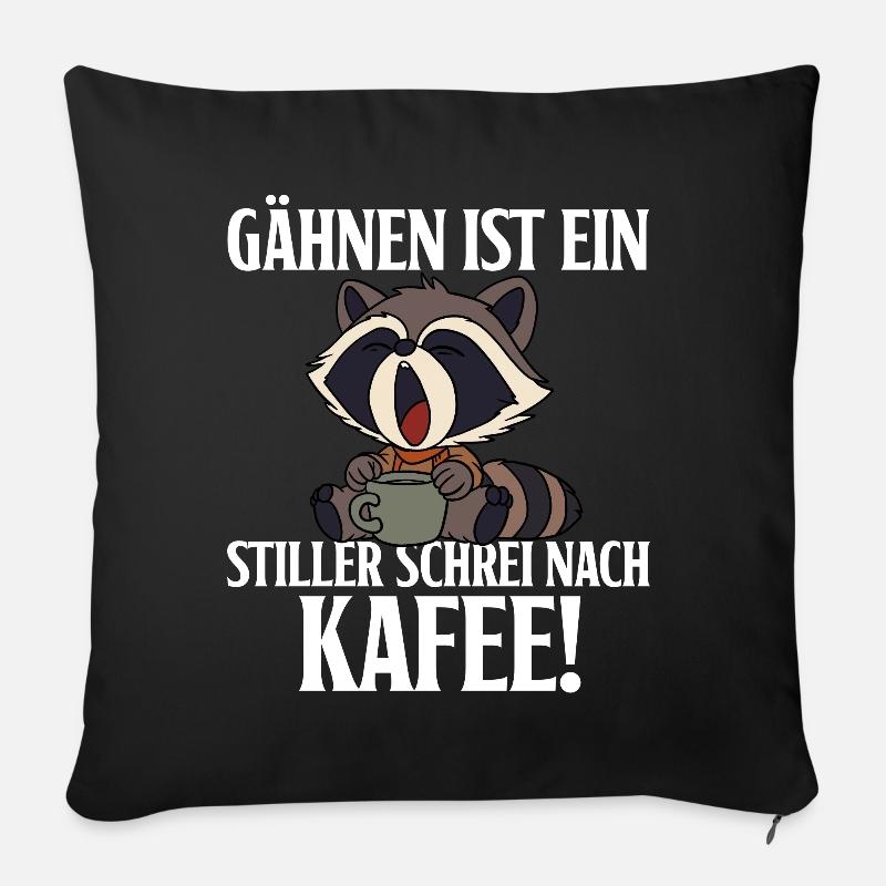 Le bâillement est un éboulis silencieux après le café - Housse de coussin décorative 45 x 45 cm - noir