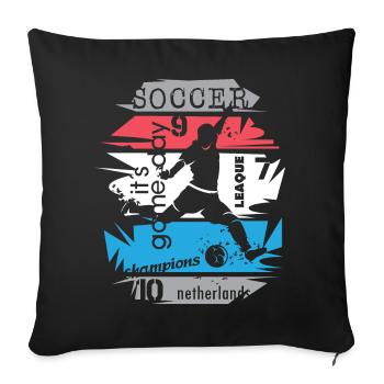 Tournoi de football Pays-Bas Icône de tir de but par équipe - Housse de coussin décorative 45 x 45 cm - noir - Devant