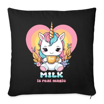 Licorne au lait sucré - Housse de coussin décorative 45 x 45 cm - noir - Devant