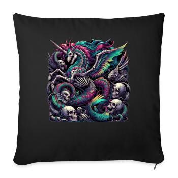 Licorne gothique néon - Housse de coussin décorative 45 x 45 cm - noir - Devant