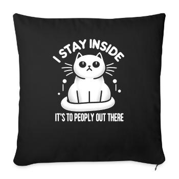 Chat d’intérieur - Design fantaisiste - Housse de coussin décorative 45 x 45 cm - noir - Devant