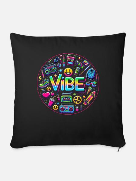 Retro-Vibe: Neon Buzz - Sofakissenbezug 45 x 45 cm - Schwarz