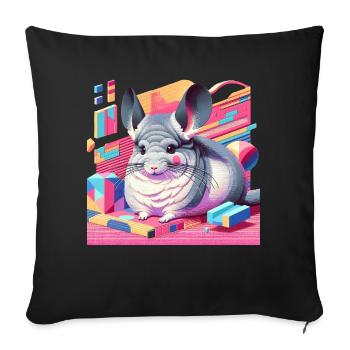 Chinchilla Neon Retro - Sofa pillowcase 17,3'' x 17,3'' (45 x 45 cm) - black - Front