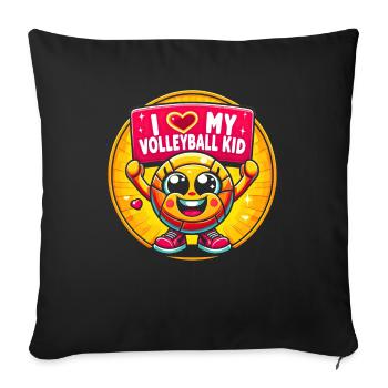 Fröhliches Volleyball-Maskottchen - Sofakissenbezug 45 x 45 cm - Schwarz - Vorne