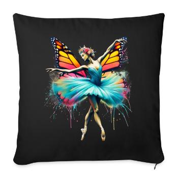 Ballerine avec des ailes de papillon papillons tutu - Housse de coussin décorative 45 x 45 cm - noir - Devant