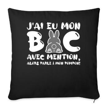 J'ai eu mon BAC Félicitations Nouveau Bachelier - Housse de coussin décorative 45 x 45 cm - noir - Devant