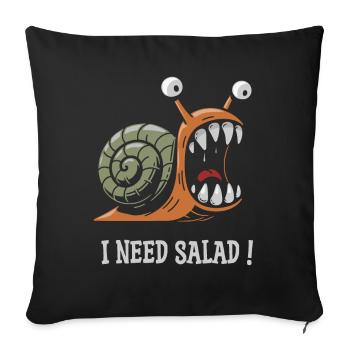 escargot , j'ai besoin de salade ! - Housse de coussin décorative 45 x 45 cm - noir - Devant