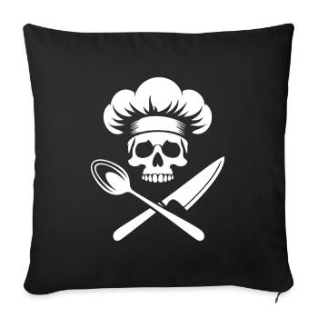 chef pirate cuisinier - Housse de coussin décorative 45 x 45 cm - noir - Devant