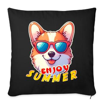 Ambiance estivale ensoleillée de Corgi - Housse de coussin décorative 45 x 45 cm - noir - Devant