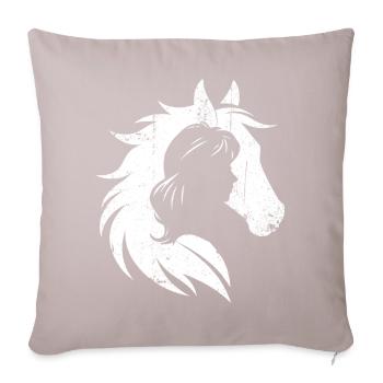 Mädchen Und Pferd Silhouette Porträt - Sofakissenbezug 45 x 45 cm - helles Taupe - Vorne