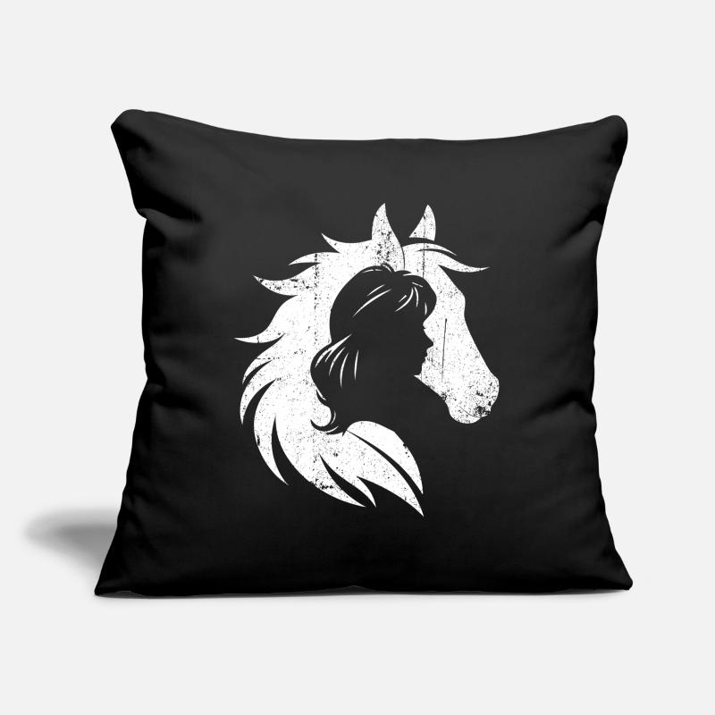 Mädchen Und Pferd Silhouette Porträt Sofakissenbezug 45 x 45 cm