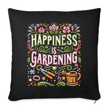 Glück ist Gartenarbeit - Sofakissenbezug 45 x 45 cm - Schwarz - Vorne