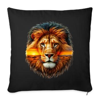 Löwe - Sofakissenbezug 45 x 45 cm - Schwarz - Vorne