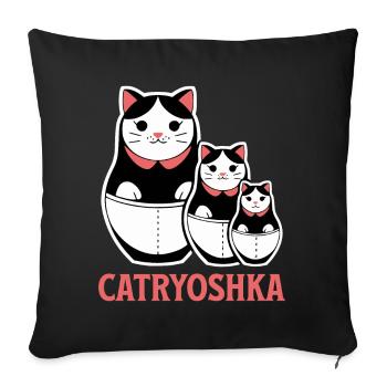 Funny Catryoshka Matryoshka Beautiful Russian - Sofa pillowcase 17,3'' x 17,3'' (45 x 45 cm) - black - Front